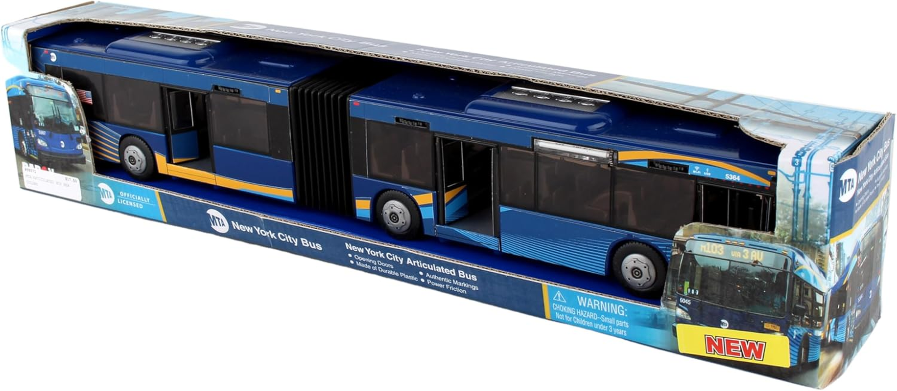 Daron MTA New York City Bus 16" Articulated Bus RT8571 Toy, Brown image number 3