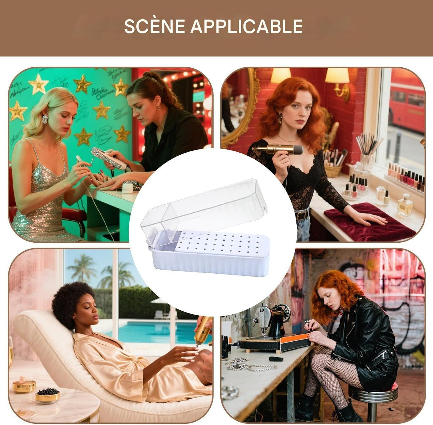 Nail Milling Cutter Case Organizer for Nail Tools with 40 Holes - Storage Box with Transparent Dust Proof Lid for Artistic Details Women Youth