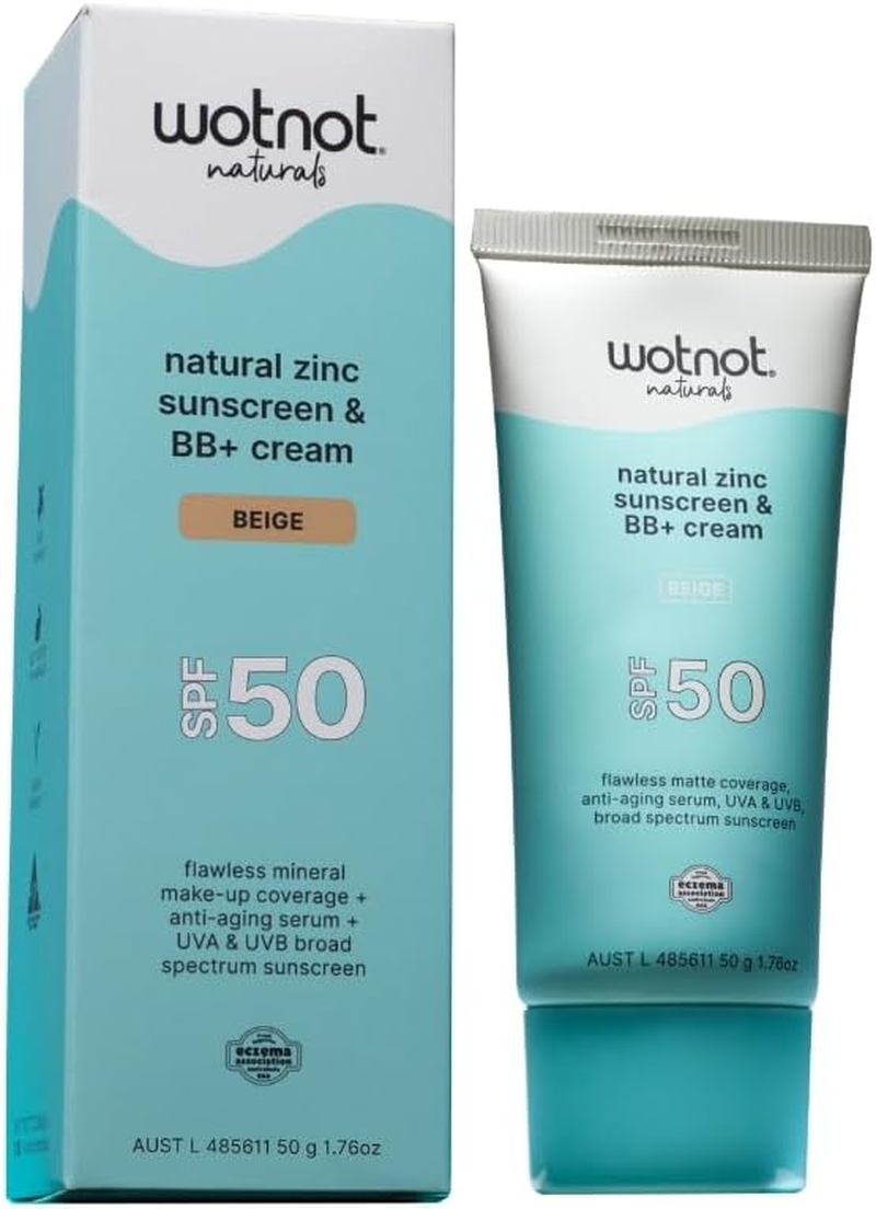 Wotnot Natural Zinc Face Sunscreen SPF 50 &ndash; BEIGE BB Cream Shade, Mineral Daily Sun Protection with Coverage, Flawless Matte Finish, Reef Safe, Vegan, Hydrating & Non-Comedogenic image number 1