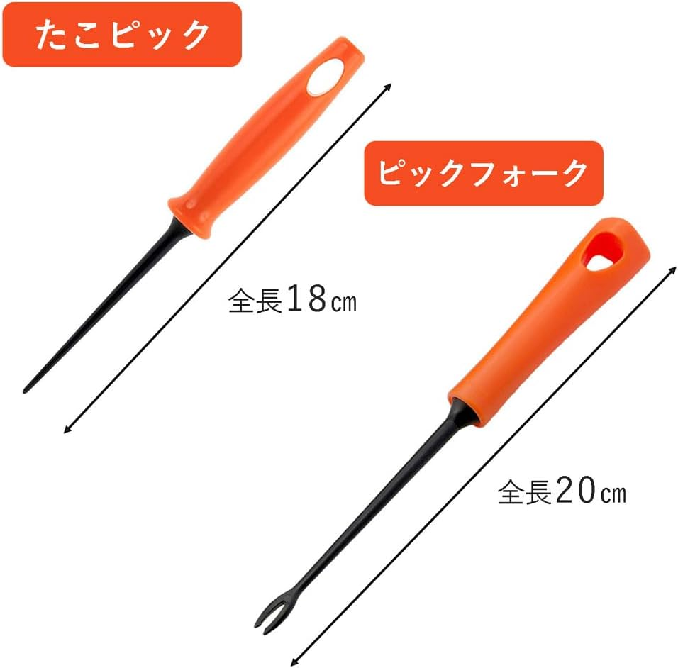 Shimomura Takoyaki Pick Fork, Set of 4, Made in Japan, Dishwasher Safe, Resin, Scratch Resistant, Tip Floats, Easy to Return, Fondue Ahijo, Orange, Tsubamesanjo 45621