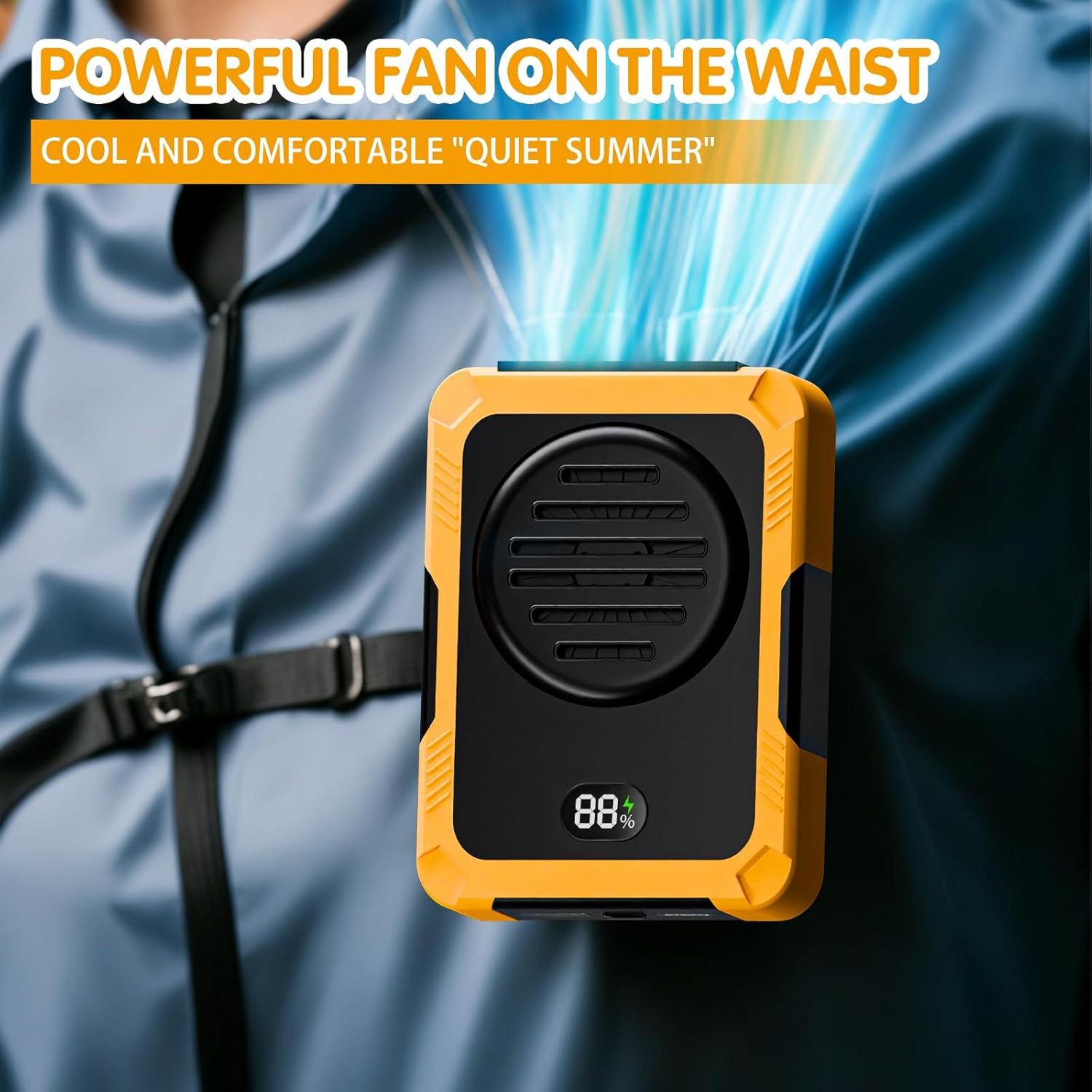 Blue Collar Breeze - Portable Waist Fan,New Waist Fan Clip on under Shirt Fan Portable Waist Fan for under Shirt Outdoor,Blue Collar Fan,3 Speeds, Clip-On Fan for Outdoor Use (Orange) image number 4