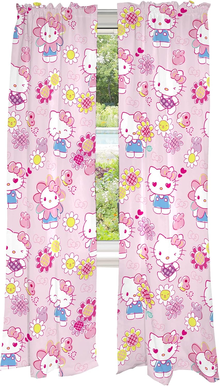 Franco Kids Room Window Curtains Drapes Set, 82 in X 84 In, Hello Kitty