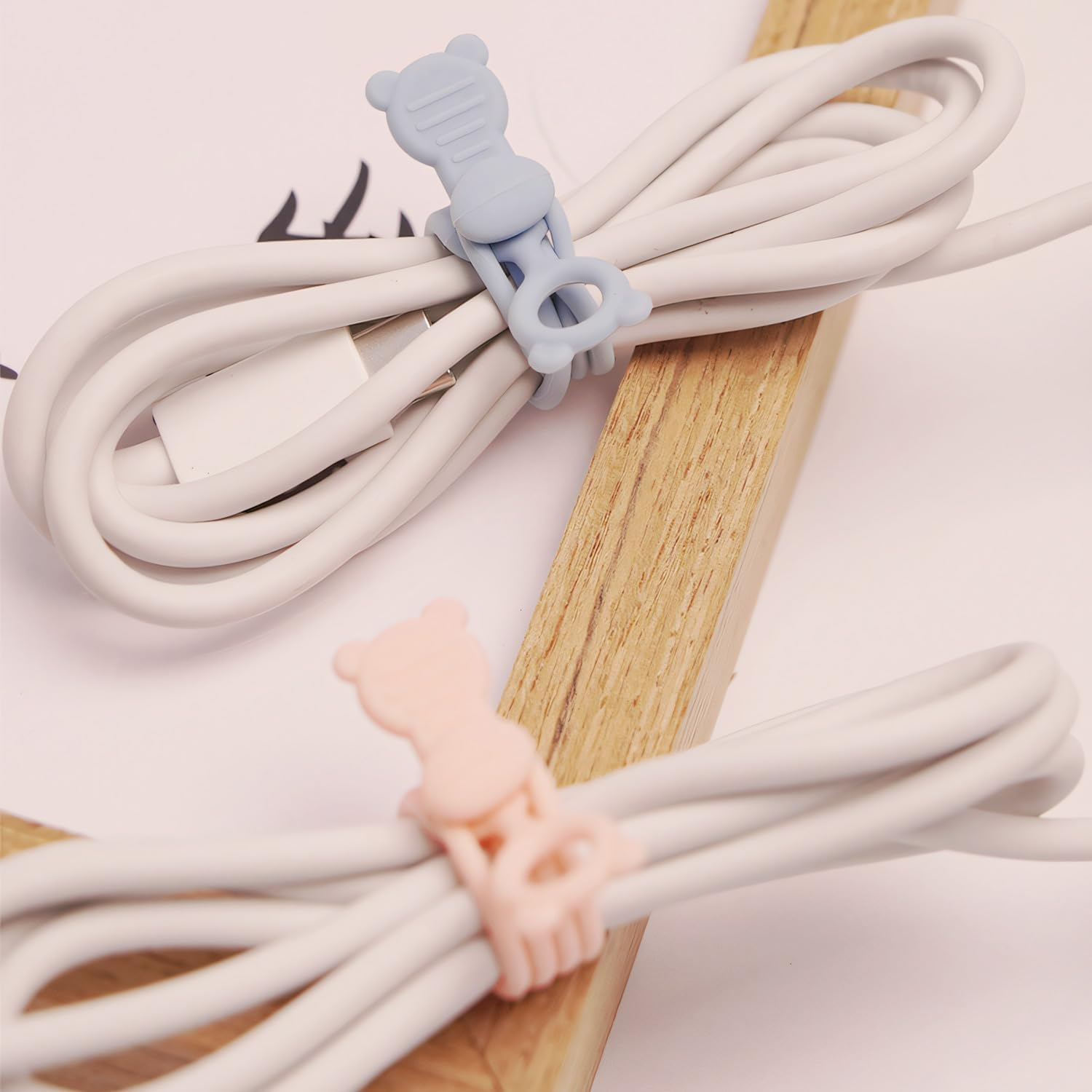 Silicone Cable Ties Straps Wire Organiser Reusable Fastening Cable Ties Cord Pack of 10 image number 3