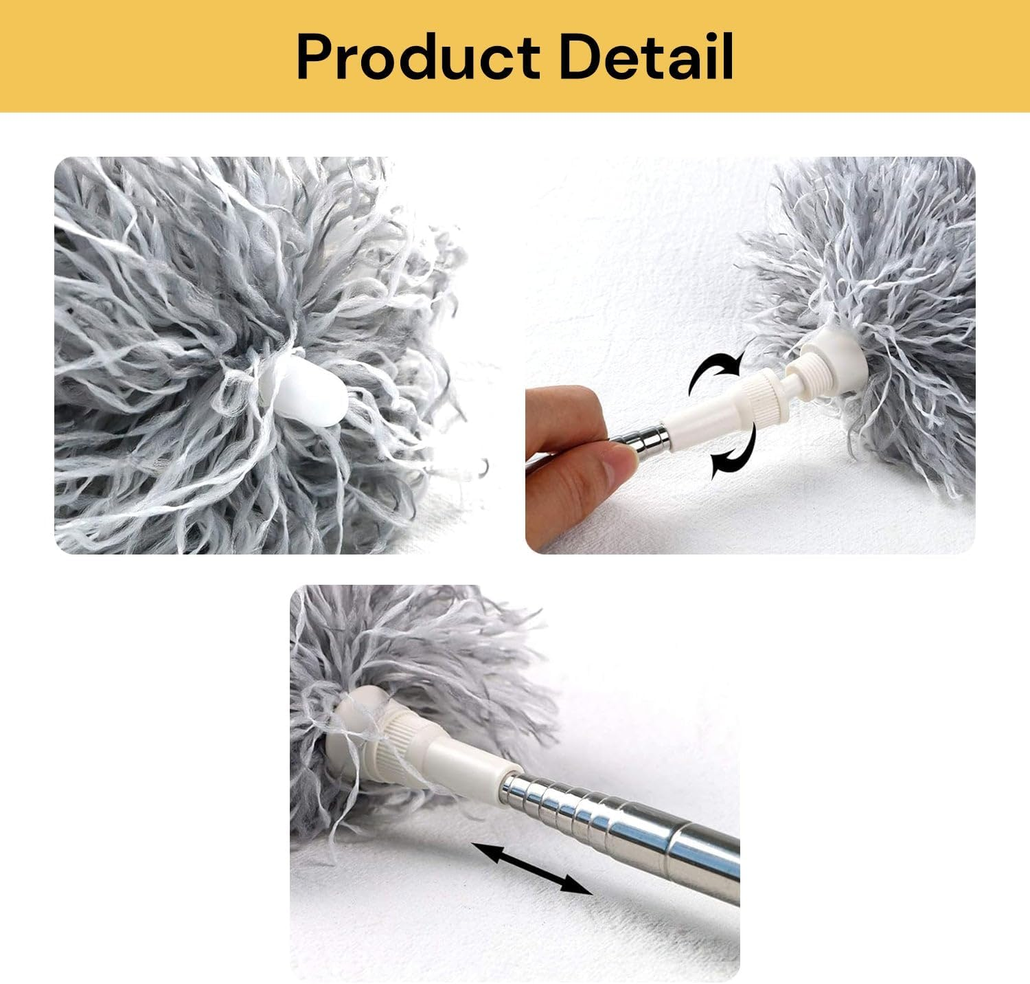 Spendeal Flexible Microfiber Duster with Extendable Pole, Retractable & Bendable Head for Deep Cleaning, Reusable, Washable, & Versatile, Perfect for High Ceilings, Furniture, Cars, and More image number 6