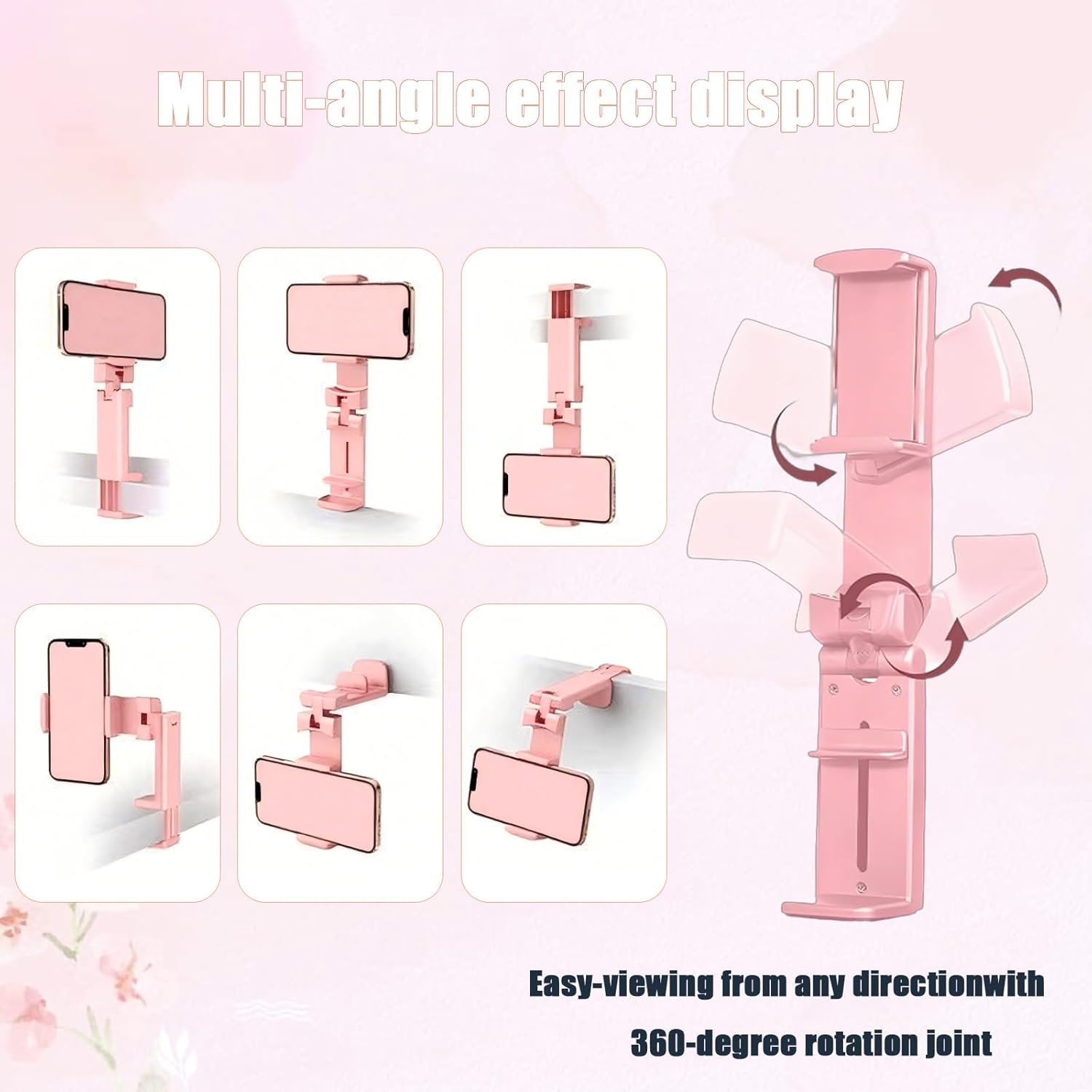 Portable Universal Foldable Phone Mount - 360&deg; Rotatable Airplane & Travel Phone Holder | Hands-Free for Flights, Car, Desk, Shower | Secure Grip for Iphone, Samsung & All Smartphones (5-7") (Black) image number 4