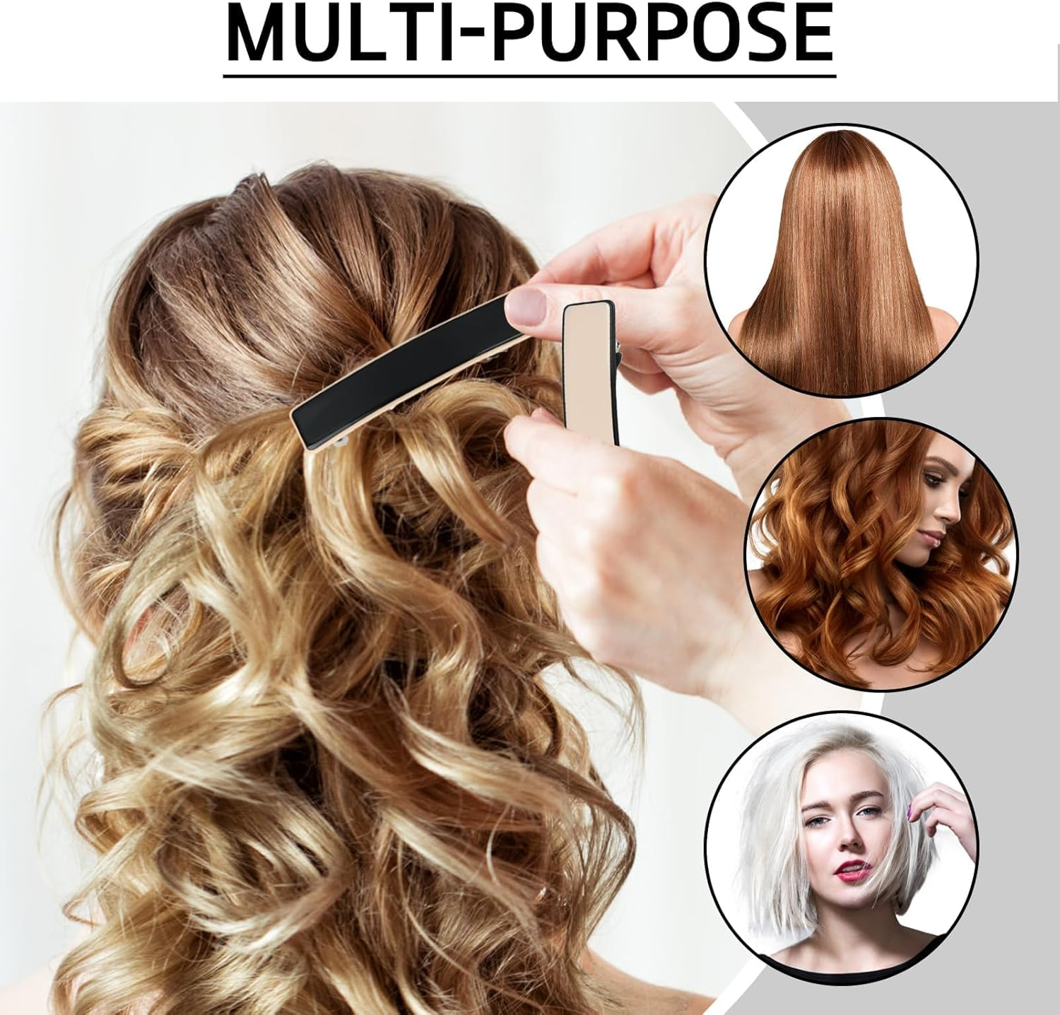 Joynine 2 Large Elegant Hair Barrettes for Women | Girls Hair Barrettes | Women'S Hair Accessories | Rectangular Design | Automatic Clips in 2 Colors for Thick Hair