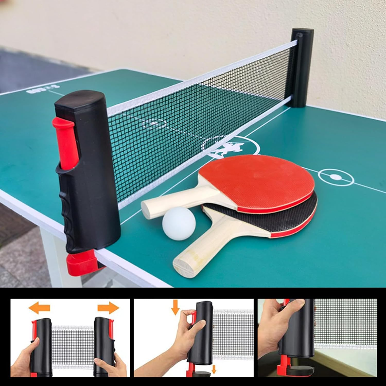 MYLEUS Portable Ping Pong Set with Retractable Net, 2 Paddles, 6 Balls, Storage Mesh Bag - Indoor/Outdoor Table Tennis Kit image number 4