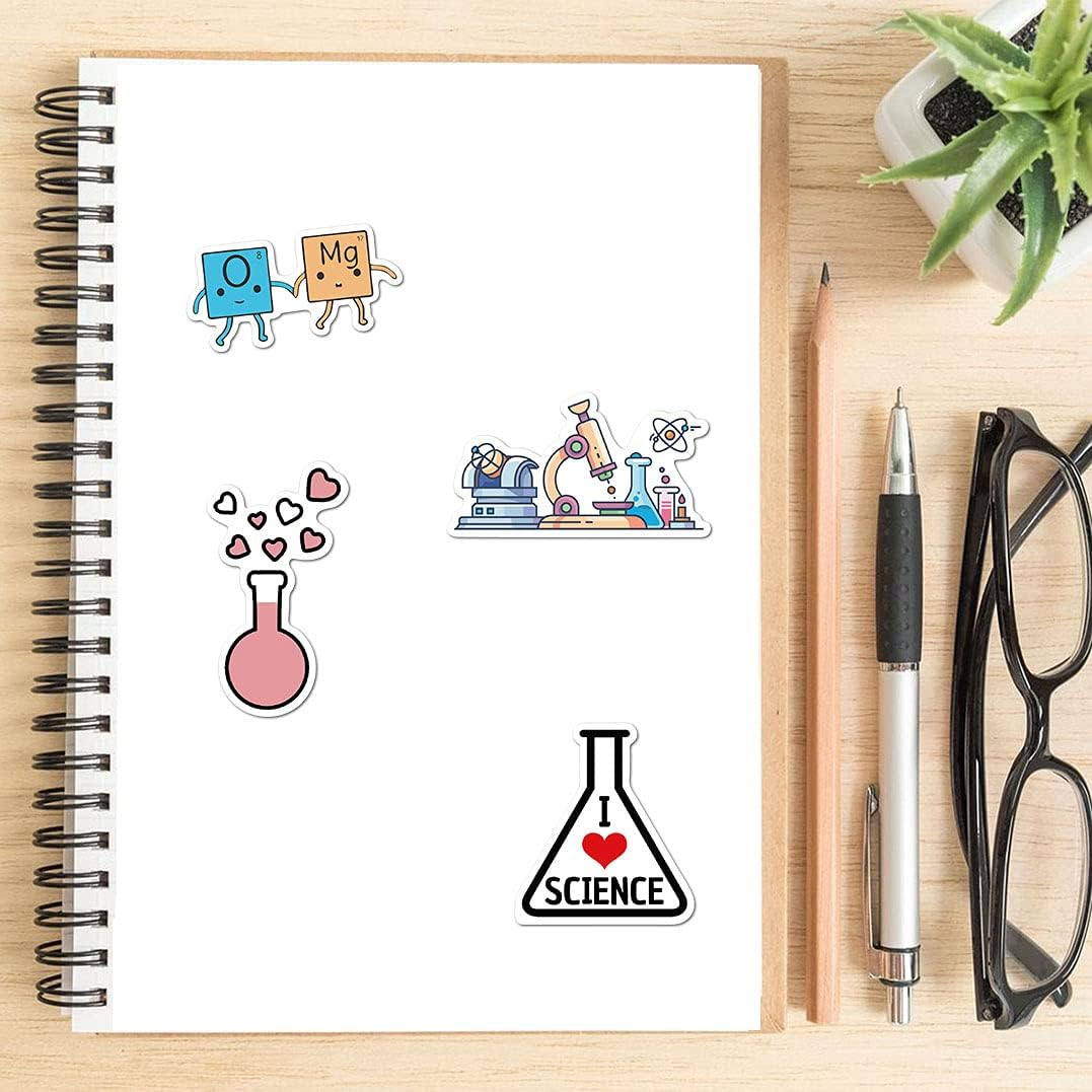 50 Pcs Science Laboratory Stickers, Student Physics Chemistry Biology Experiments Vinyl Decal for Water Bottles Laptop Luggage Cup Computer Phone Skateboard for Teens Adult image number 2