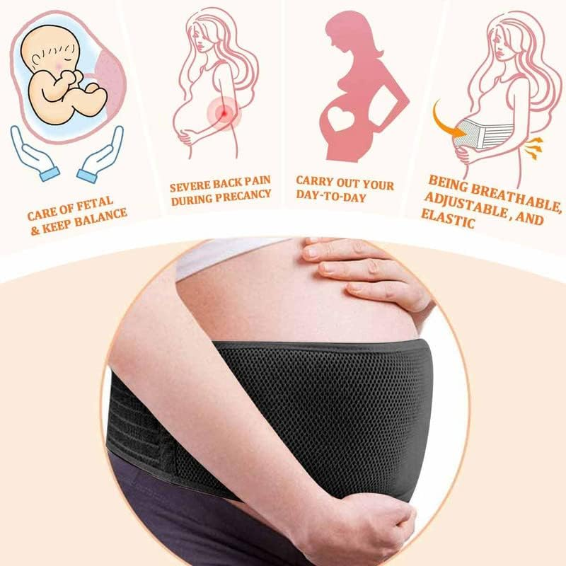 Belt-Pregnancy Support Belt-Belly Band Relieve Lower Back, Pelvic and Hip Pain (Breathable/Adjustable/One Size), Black, One Size image number 3