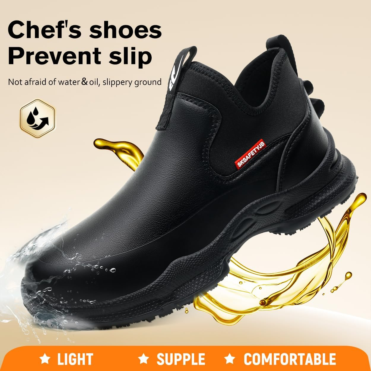 Dajingkj Chef Non-Slip Shoes for Kitchen Leather Oil & Water Resistant Work Shoes for Men/Women Anti-Slip Restaurant image number 5