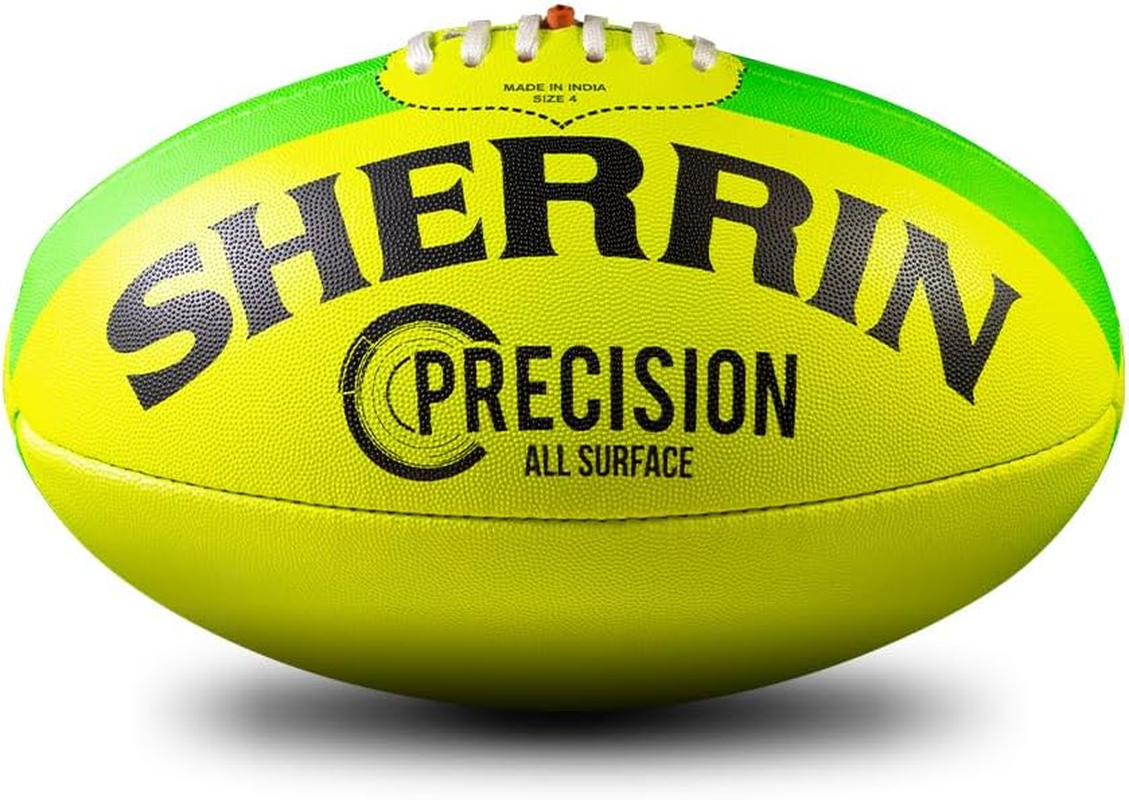 Sherrin Precision Synthetic Football, Fluro Yellow, Size 4 image number 3