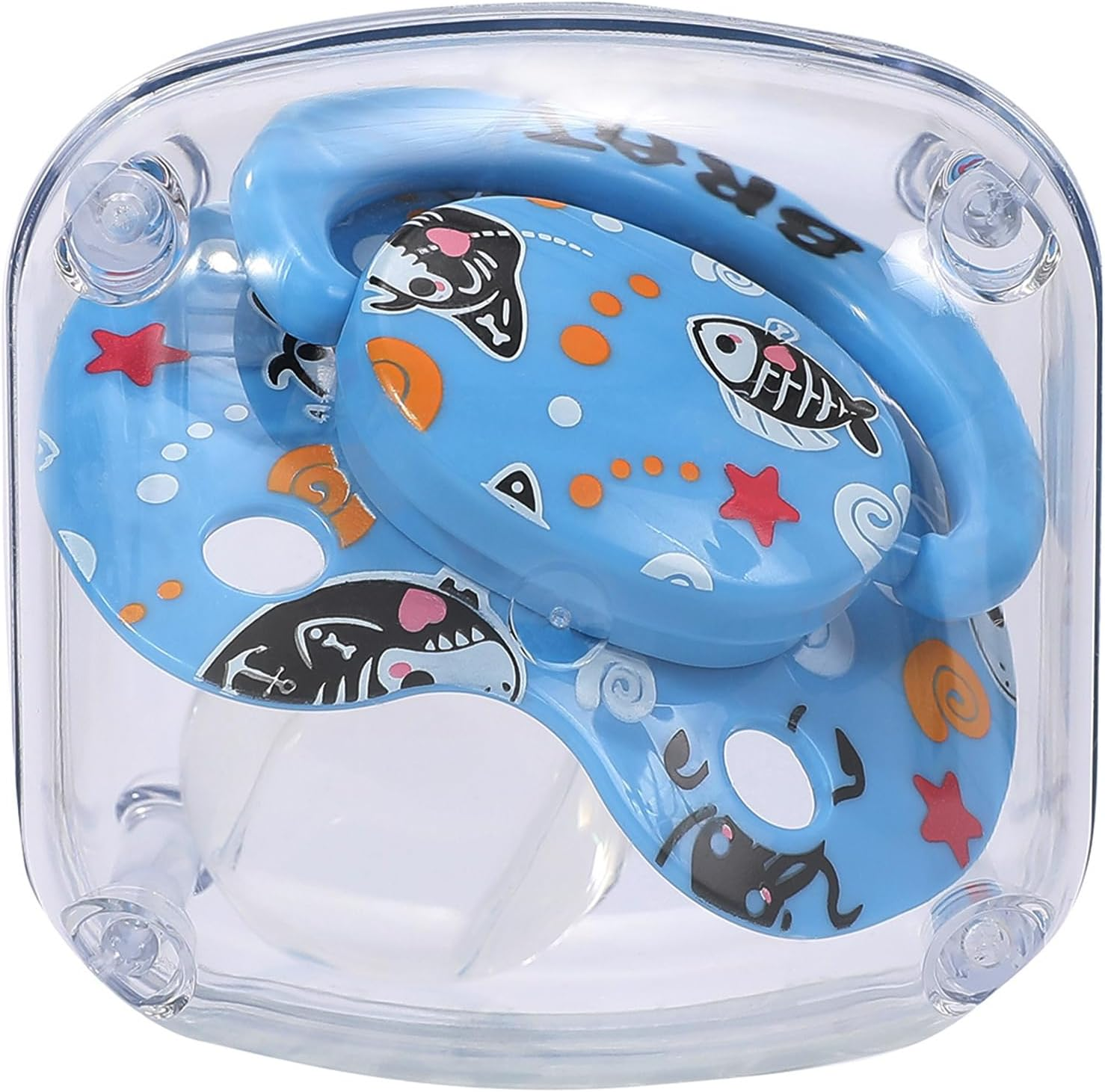 Cute Adult Pacifier for Anxiety Autistic：Big Size Butterfly Shaped Silicone Nipple Binky - Large Shield Printed Paci Blue for Sleep image number 5