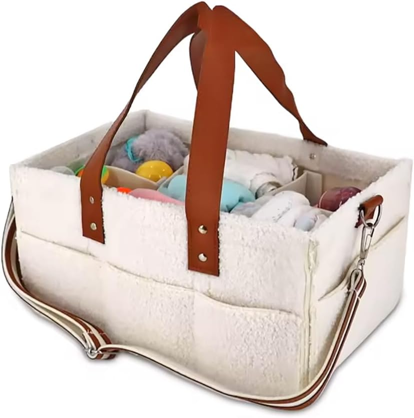 Teddy Diaper Caddy Bag for All Newborn Essentials Must Haves - Baby Registry, Wipes, Nursery Storage Bin, Car Organizer Also with a Readymade Gift Box. image number 1