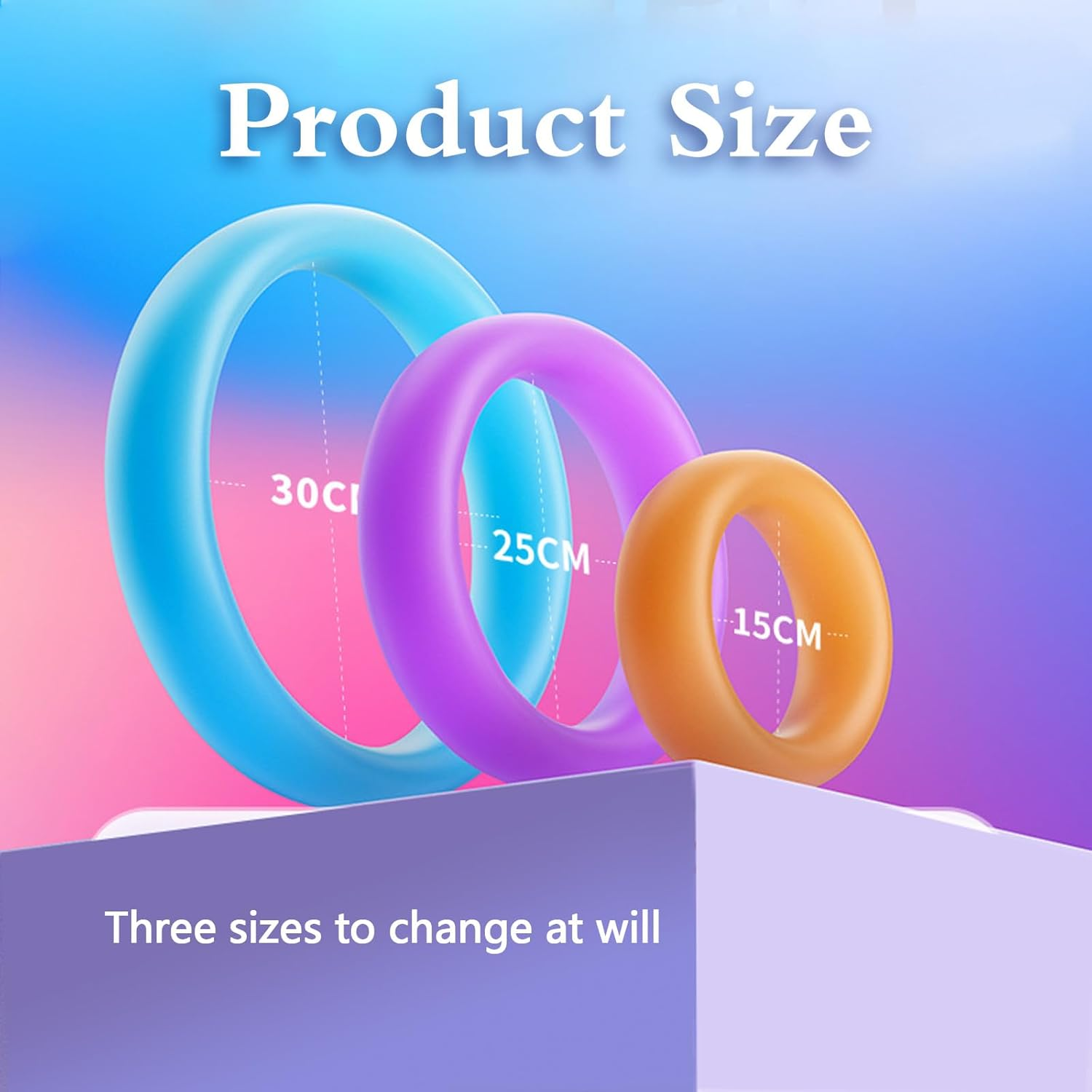 Mineens Cock Rings for Men 3 Sizes - Reusable Silicone Sex Toy for Couples, Stretchy Penis Sleeve Ring Enhancer for Sexual Wellness, Candy Colors image number 5