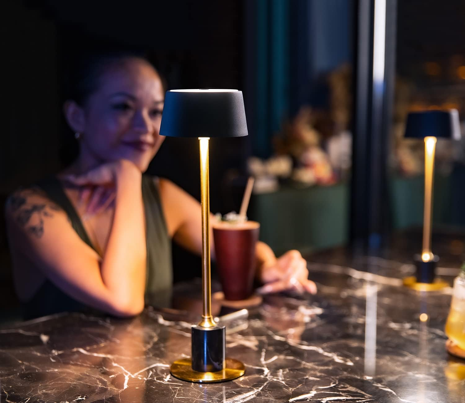 Cordless Table Lamp, DAWALIGHT Rechargeable Desk Lamp, 3 Level Brightness Fillable Lamp, Couple Dinner, Coffee Table, Restaurant, Bedroom, Reading, Outdoor Camping image number 6