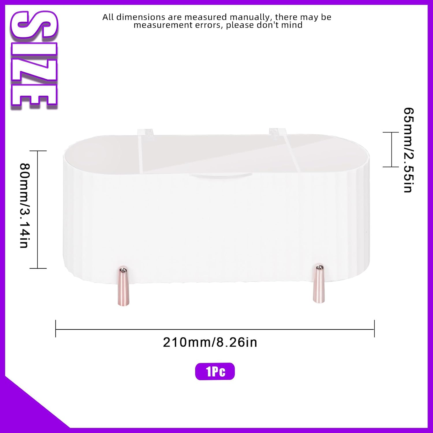 Swpeet 1 Pack 3 Grids White Plastic Separate Cotton Swabs Dispenser with Detachable Partition, Cotton Ball Holder with Clear Lid, Jar for Cotton Pads Bathroom Organizer Canisters