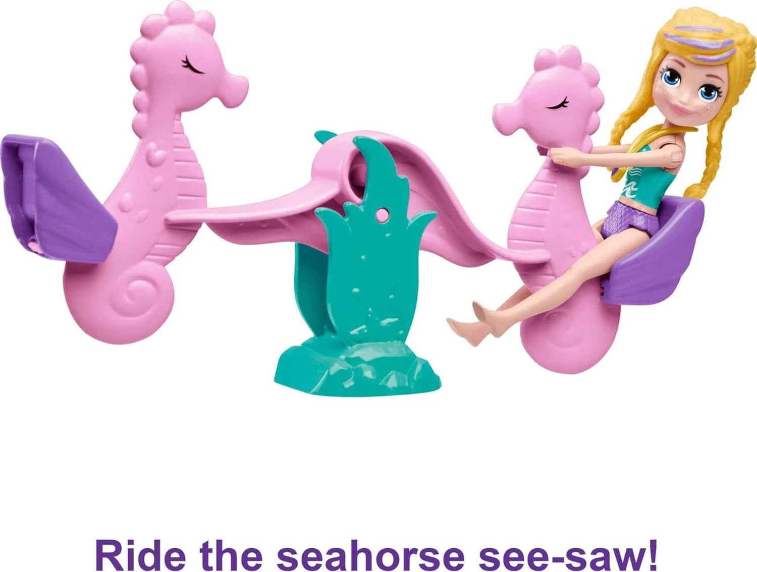 Polly Pocket ​ Sea & Swim Adventure Playset, 3-In/7.62-Cm Polly Doll, Water Tank Feature, Fun Water Activities & Accessories, Snorkel, Fins, Surfboard & More, Great Gift for Ages 4 Years Old & Up image number 1