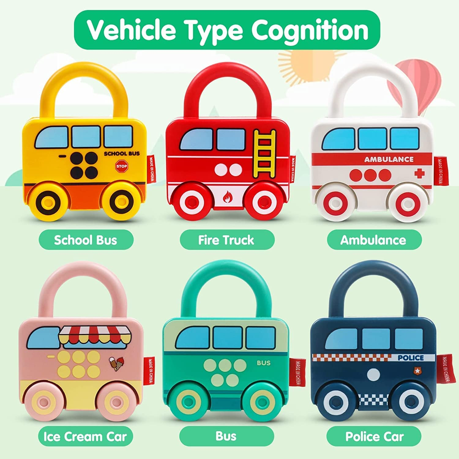 Lock and Key Toys for Toddlers, Montessori Lock and Key Car Toy Set, Baby Learning Locks with Keys Preschool Number Counting Matching Early Educational Learning Toy, Kids Boys Girls 18 Months+ image number 2