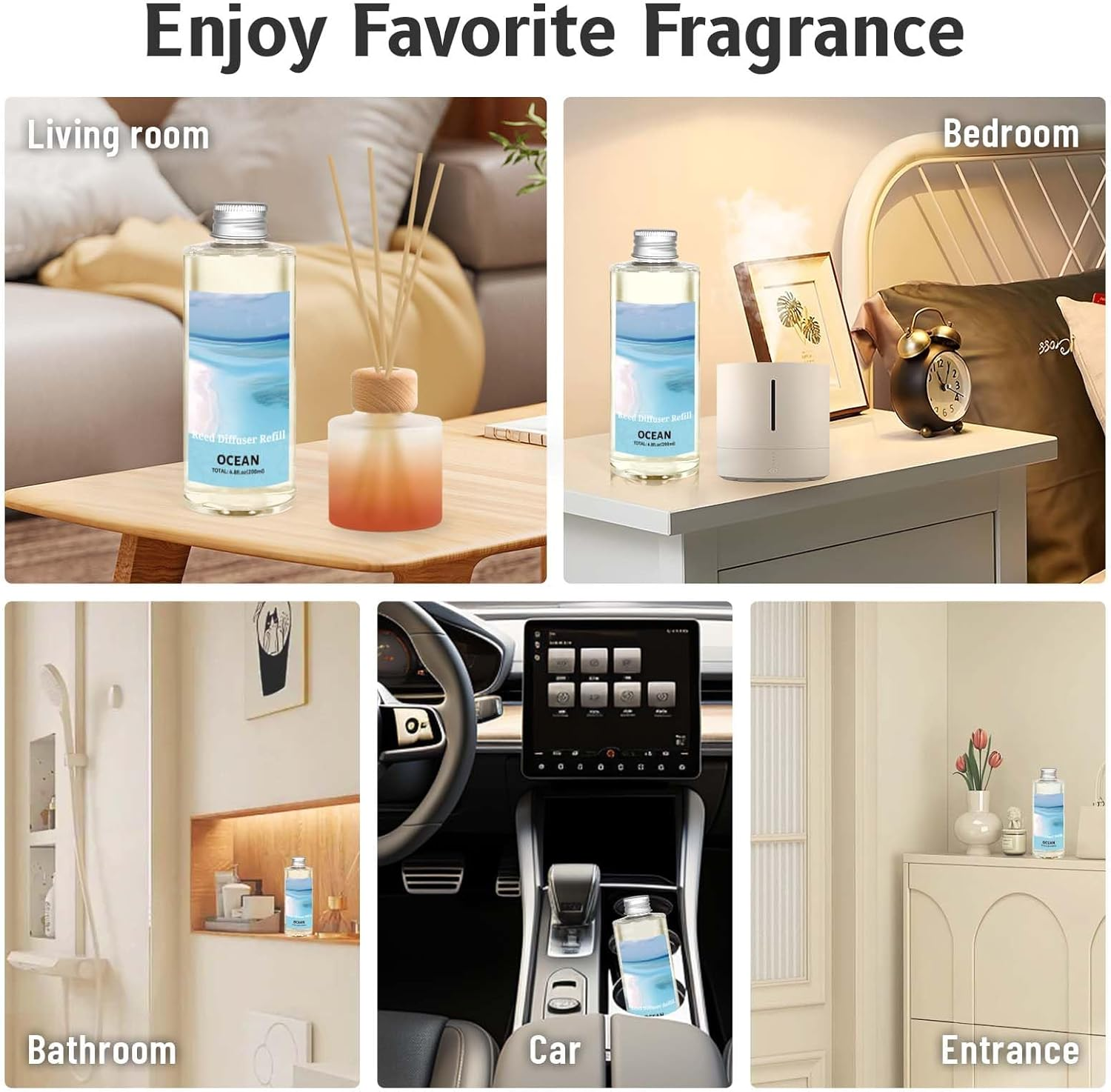 LA BELLEF&Eacute;E Reed Diffuser Refill 200Ml - Long Lasting Ocean Essential Oil for Home Fragrance - Room Fragrance Oil for Bedroom, Bathroom, Living Room- Natural Scented Oil Refill image number 4