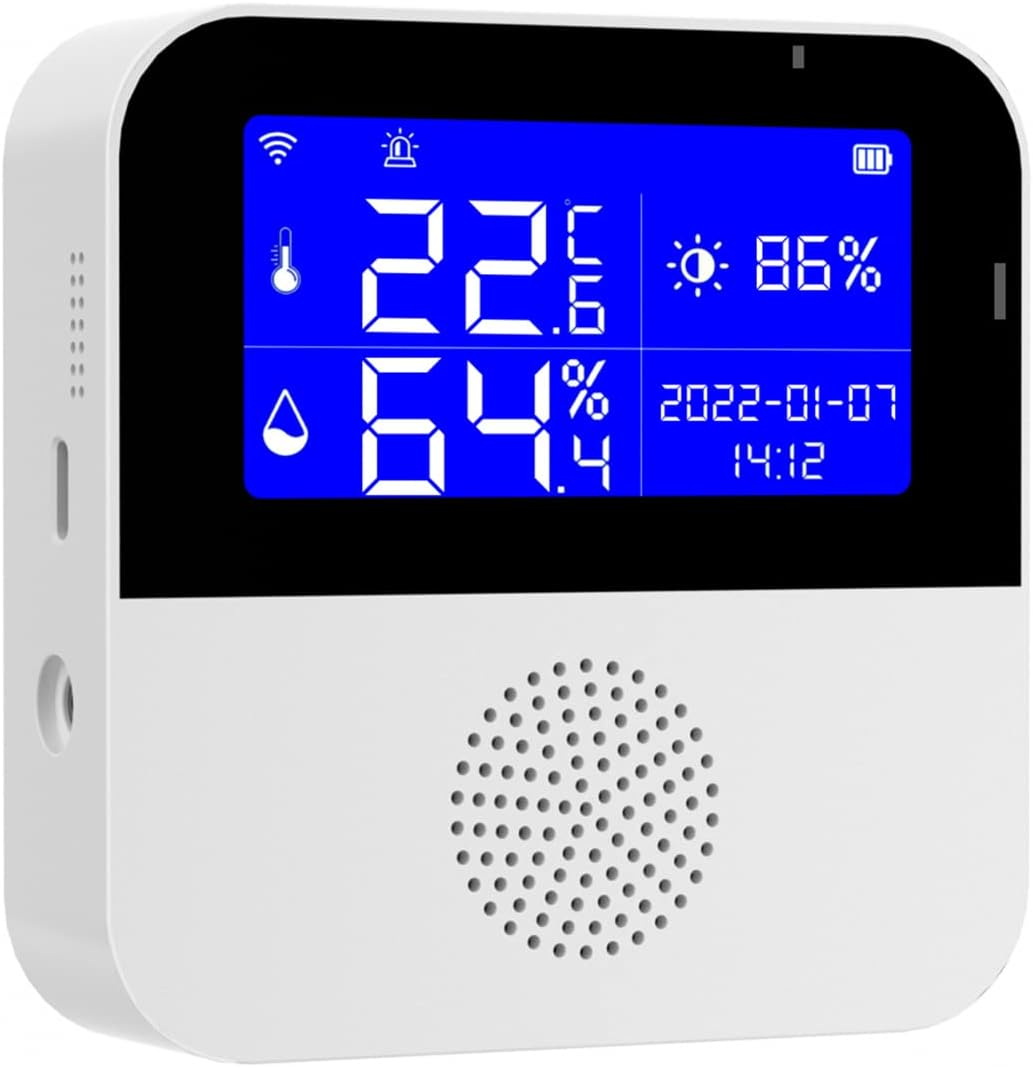 RAYWE Wi-Fi Temperature and Humidity Meter, Wi-Fi Temperature Humidity Meter Indoor Hygrometer Temperature Sensor Alarm APP Control 2.9-Inch LCD Backlight Display ℃ /℉ with Time Date for Home image number 4