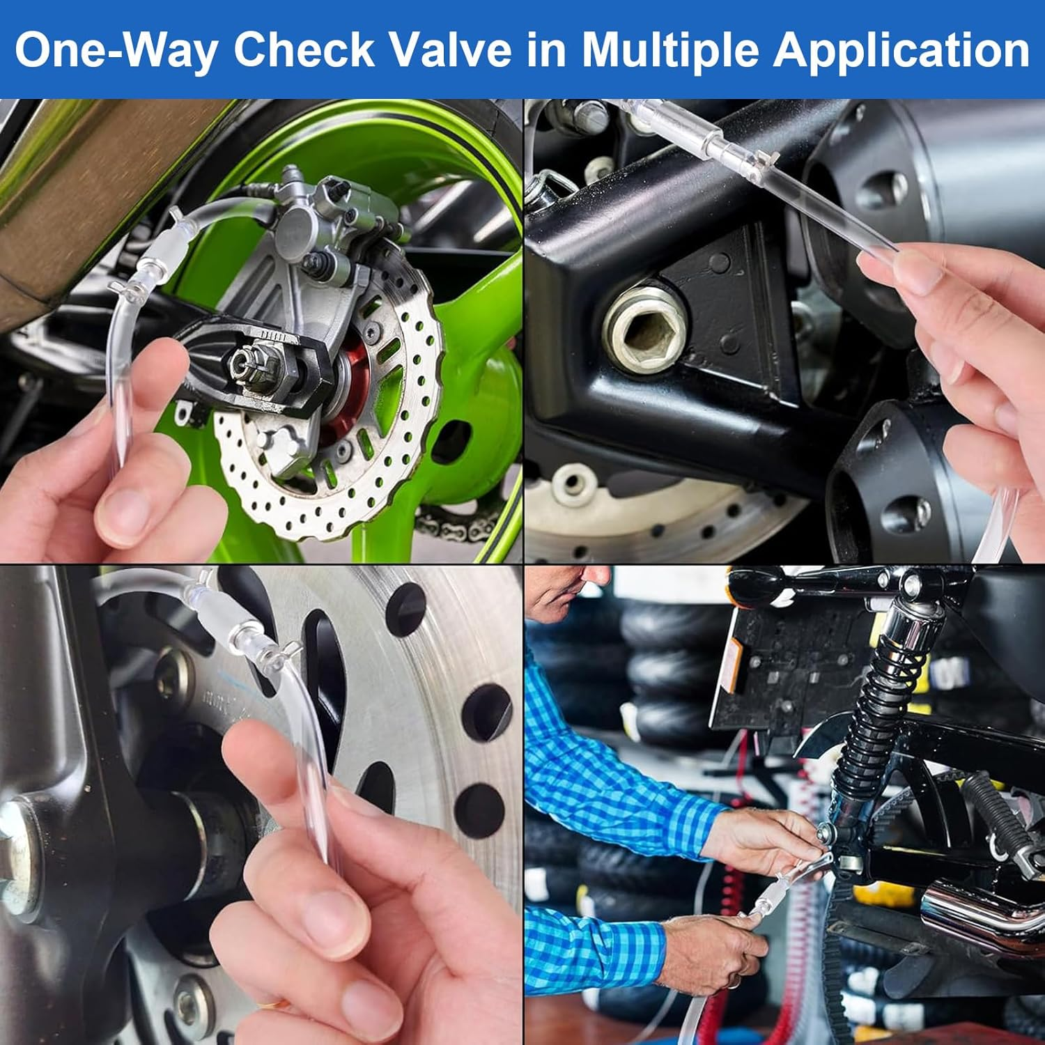 Brake Bleeder Hose One Way Check Valve Tube, Brake Fluid Flushing Bleeding Tool Kit for Car Motorcycle Clutch image number 3