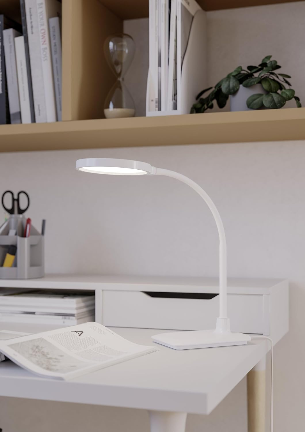 Eglo LED Desk Lamp Lauro, Touch-Dimmable Office Lighting, Table Light Fitting for Reading, White Plastic, Warm - Cool White, H 36 Cm image number 2