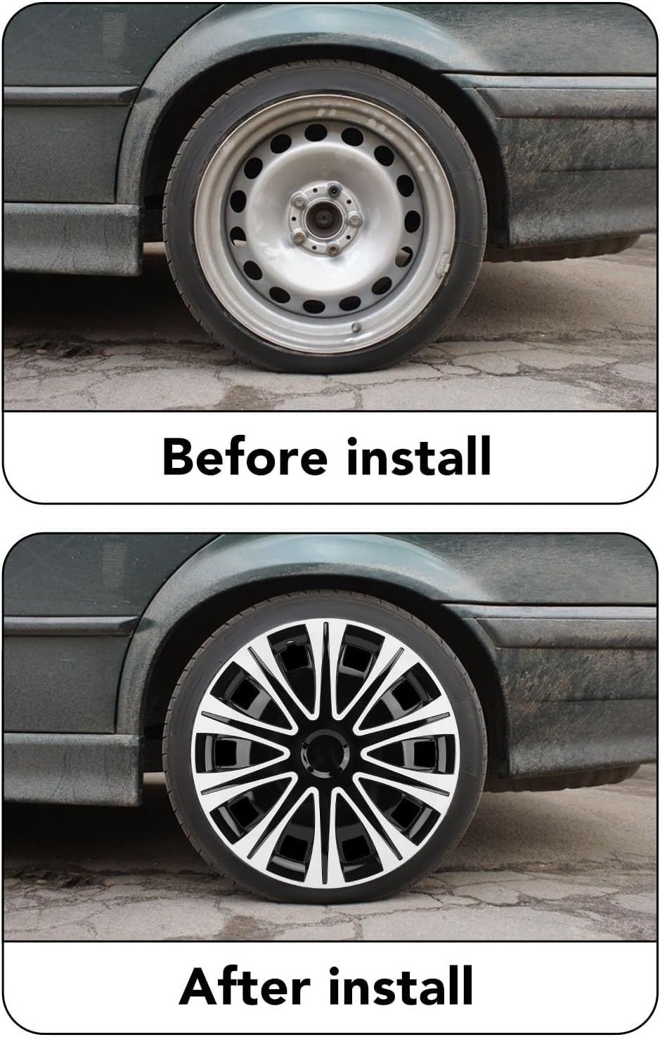 Jiawu 17 Inch Hubcaps Set of 4, Universal Replacement Wheel Cover for R17 Steel Rim, ABS Wheel Rim Cover, Snap on Installation, Automotive Wheel Tire Covers Accessories image number 6