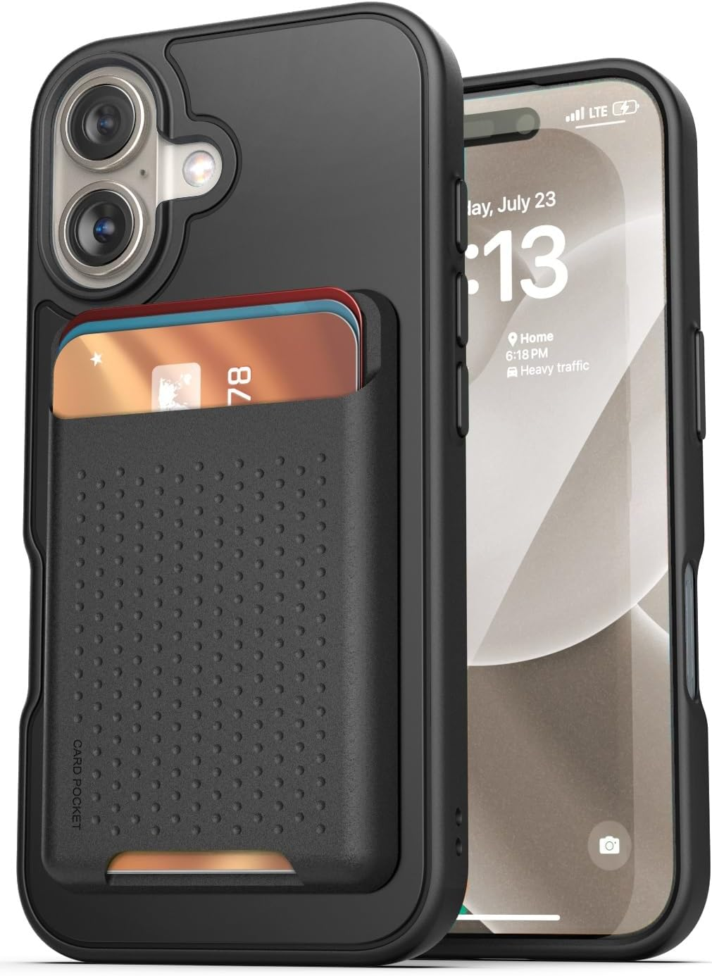 Encased Slimshield for Iphone 16 Case with Card Holder, (Compatible with Magsafe) Detachable Magnetic Wallet and Phone Cover - for Men (Black) image number 5