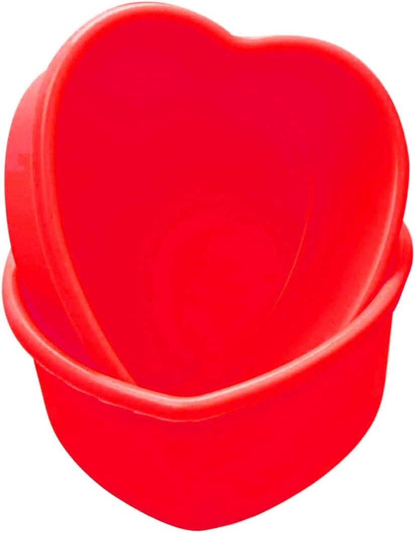 AIMALL 4PCS Heart Silicone Cake Mould Set, 2Pcs X 4 Inch & 2Pcs X 7 Inch, Pink Food-Grade Non-Stick Baking Tray, Reusable Love Shape Bakeware for Layered Rainbow Cakes image number 1