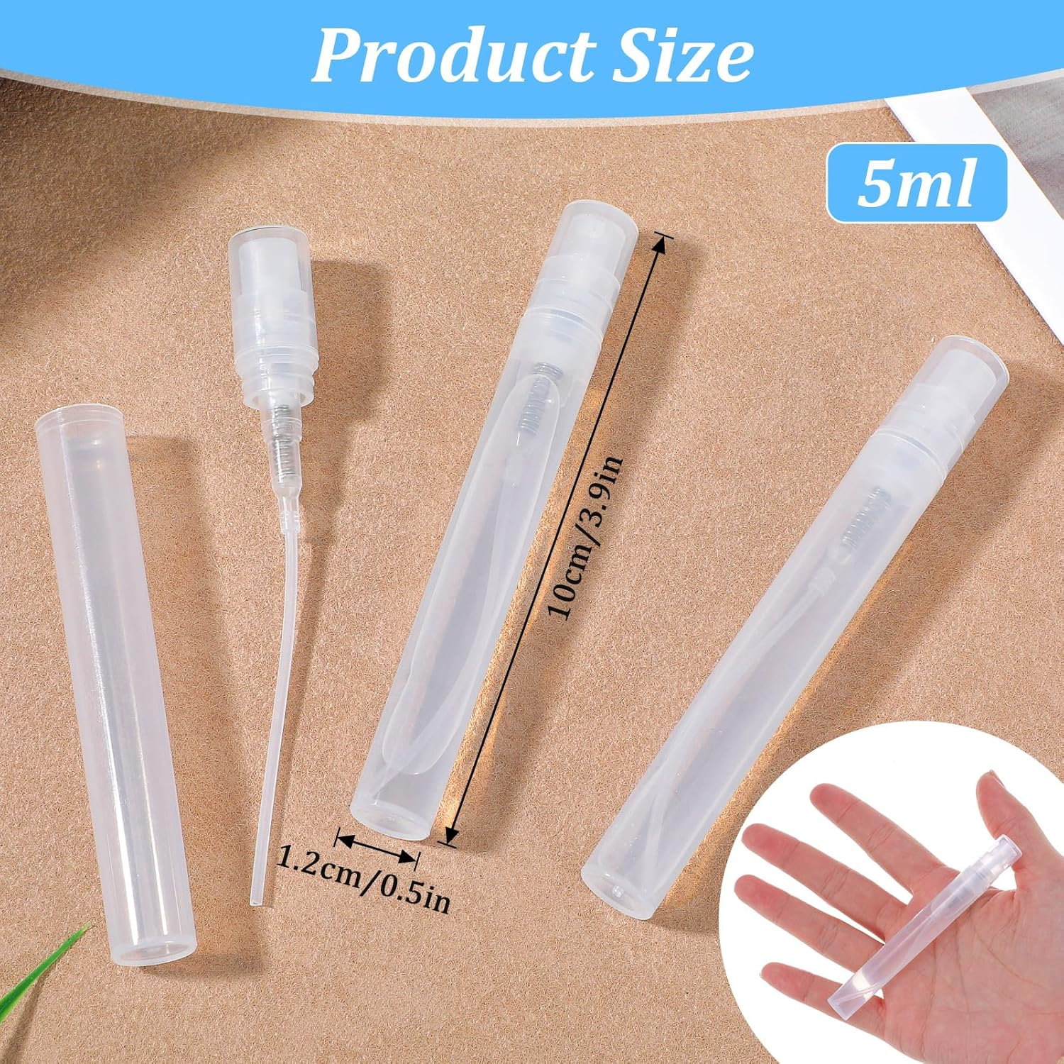 150 PCS 5Ml Mini Spray Bottles Refillable Plastic Perfume Atomizer Clear Fine Mist Perfume Bottle Small Sample Sprayer Bottle Portable Empty Dispenser Container for Travel Pocket Essential Oil