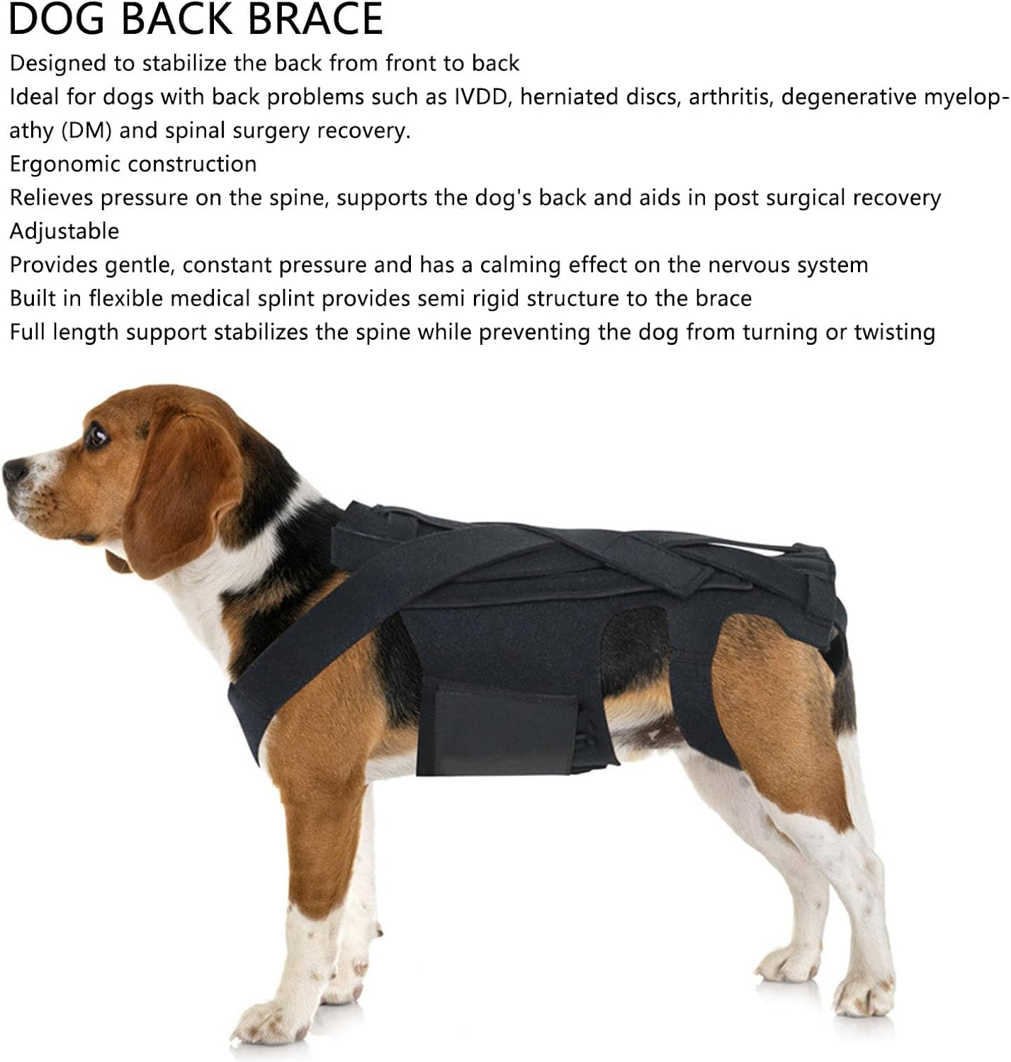 Dog Back Brace, Pet Back Support Vest Back Bracer for Dachshunds, Corgis Et Al Other Dogs IVDD Arthritis, Herniated Disc, Spinal Recovery (S Size) image number 3