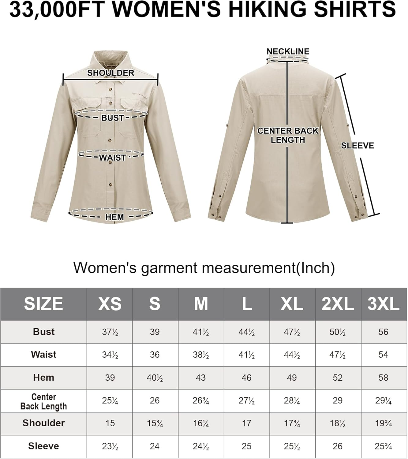 33,000Ft Women'S Hiking Shirts UPF50+ UV Protection Outdoor Shirt Quick Drying Casual Shirt Long Sleeve Functional Shirt Fishing Shirt for Walking Safari Travel Golf image number 4