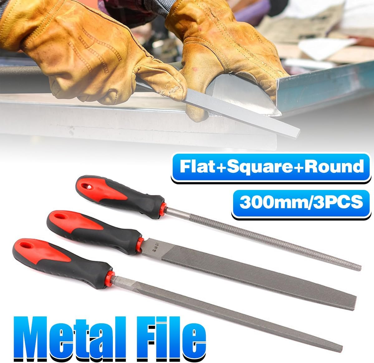 AIMALL 12" Flat Metal File Set with Soft Grip Handle, 3 Pieces, Precision Milled for Durable Cutting, Second-Cut Grade for Metal, Plastic, and Wood image number 5