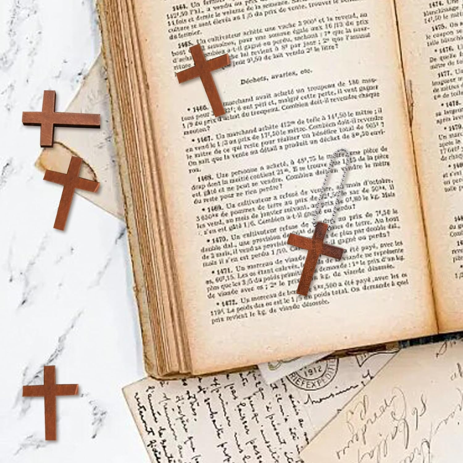 Enkrio 150PCS Mini Wood Cross Charm Small Wooden Crosses Pendants for Crafts Natural Wooden Cross Charms for Jewelry Making Easter Rosary image number 6