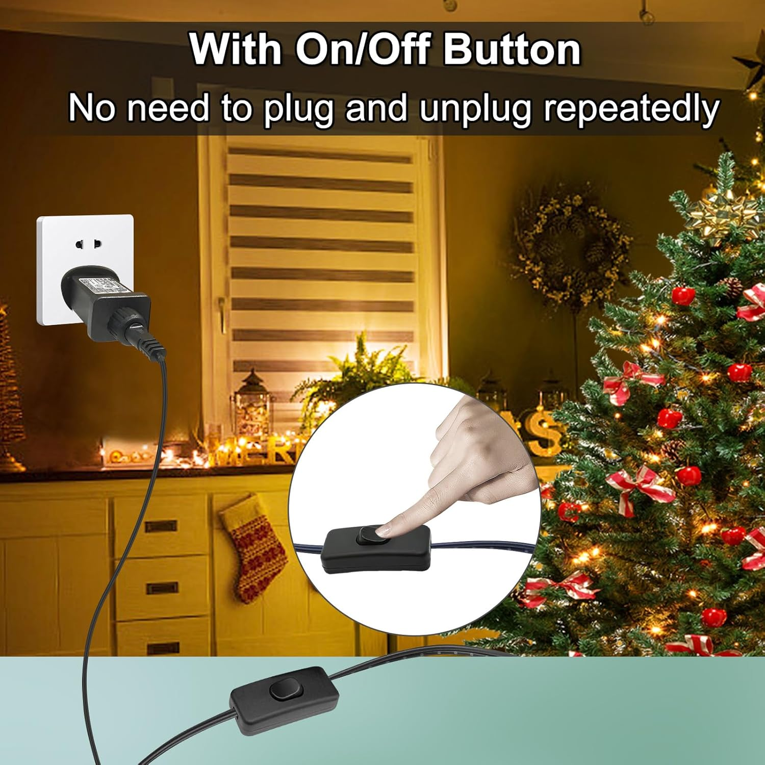 24V 6W Power Supply for CZJUTAI JT-DC24V 6W /4.5W /3.6W-IP44 Christmas Lighting with a 3 Meter Cable and 1-Click Button Switch on Power Cord. [A46W]