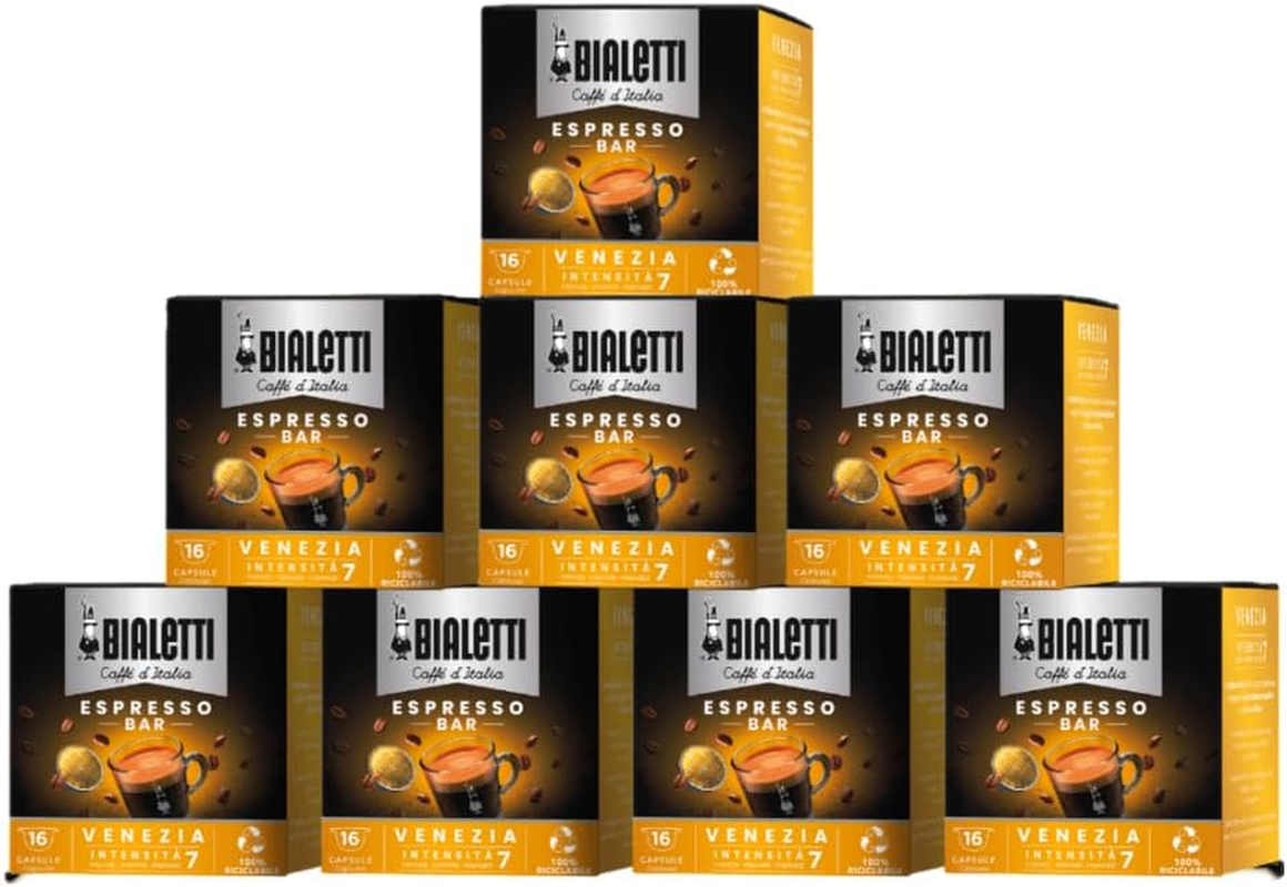 Bialetti - Coffee Capsules ROMA Blend, Medium-Dark Roast, 8 Boxes of 16 Capsules (128 Total) Compatible with Bialetti Capsule Machine image number 1