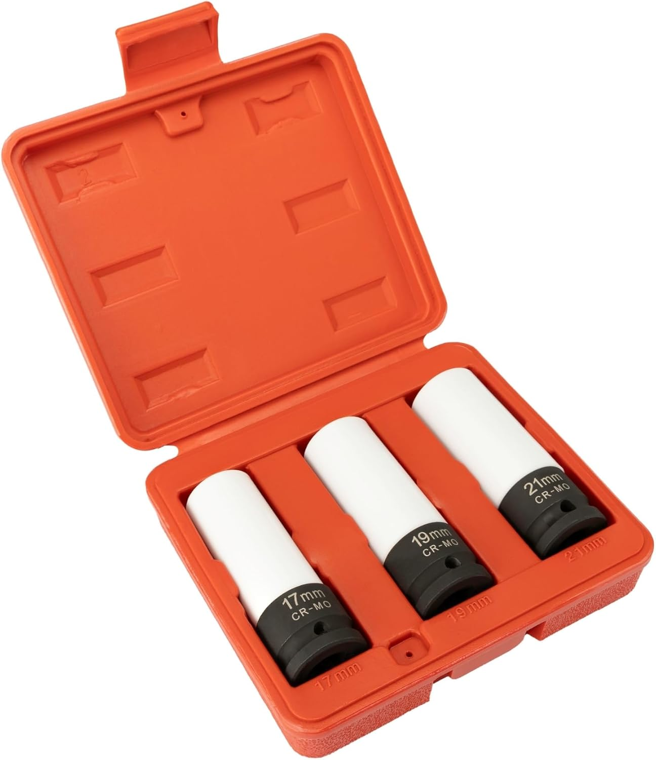 V&Auml;RMA 3-Piece 1/2-Inch Drive Heavy-Duty Wheel Protector Impact Socket Set, Thin Wall Deep Impact Socket, Lug Nut, 6 Point Metric 17Mm 19Mm 21Mm, Automotive Tire Repair Tools (ED Colour Coating)