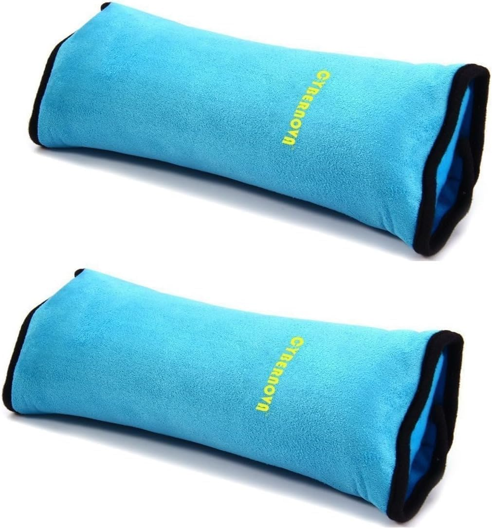 CYBERNOVA Car Vehicle Seat Belt Harness Shoulder Pad Cover Cushion Head Support for Kids Children during Travelling (Grey)