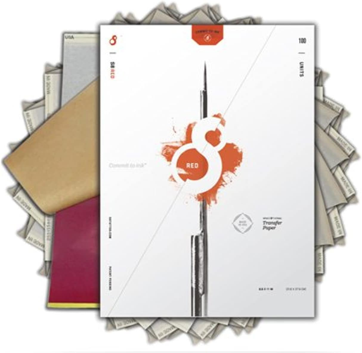 S8 Red Tattoo Stencil Paper 100-Sheets (Hand or Machine USE) image number 1