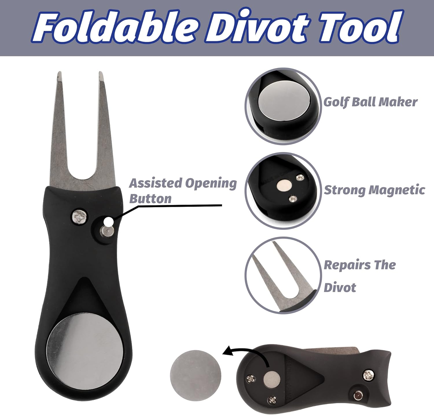 Golf Accessories Kit, 3 in 1 Golf Club Cleaning Kit - Towel, Brush, Divot Repair Tool - 3 In 1 Golf Accessories image number 6