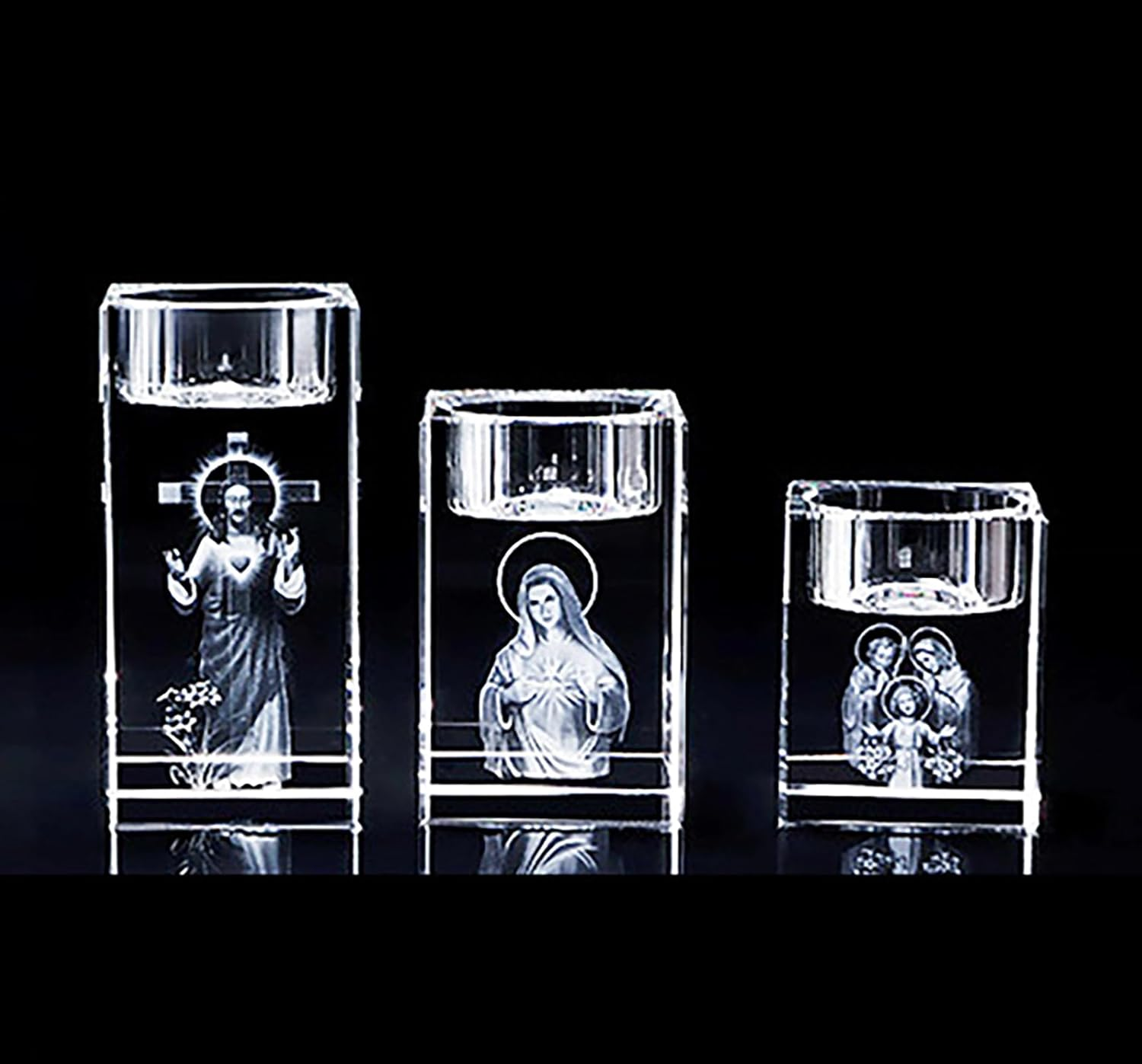 Crystal Candle Holders Set of 3, Tea Light Candle Holders, Glass Votive Candlestick Holders for Home Decoration for Wedding, 6X5Cm-8X5Cm-10X5Cm (Excluding Candles) (3 Pack Crystal) image number 6