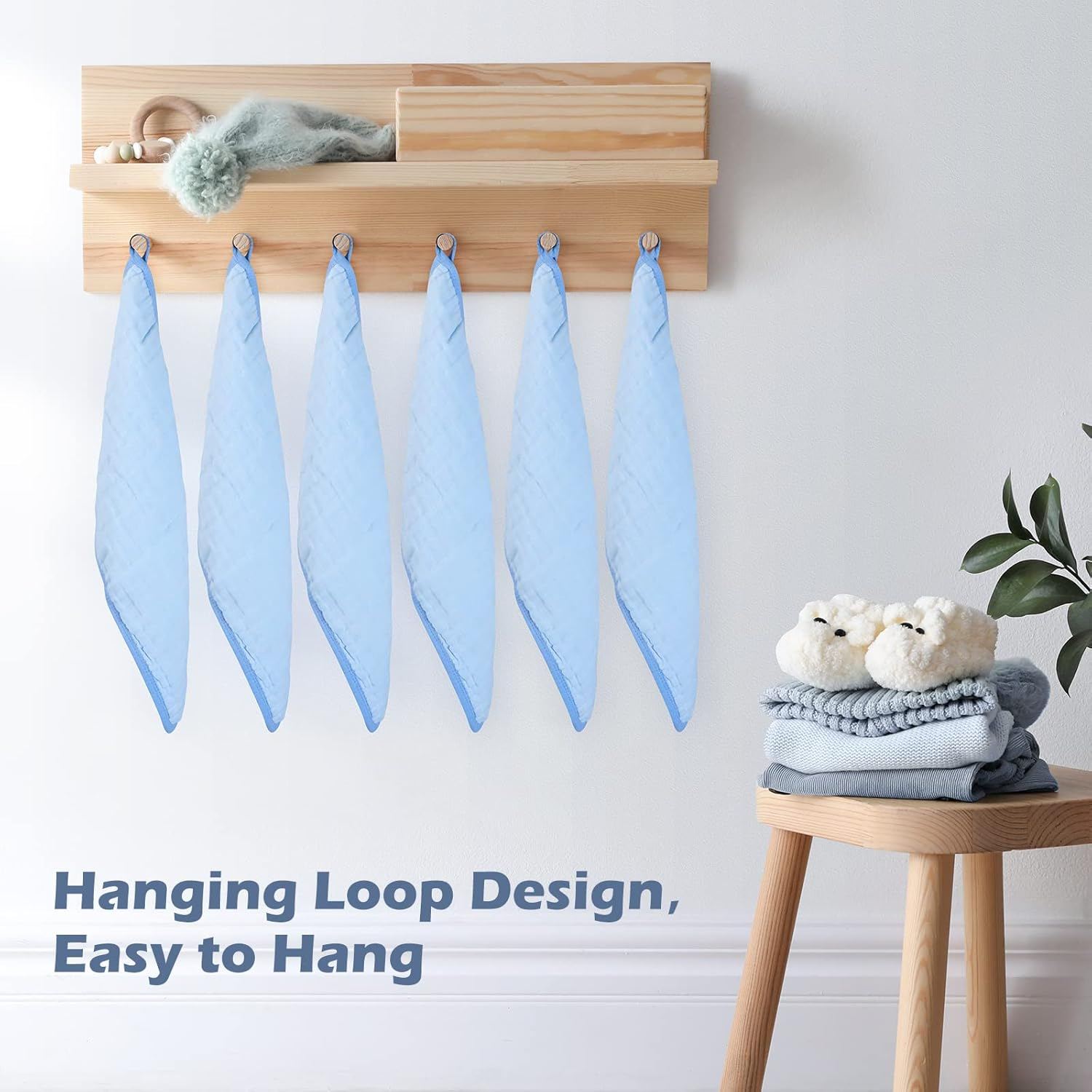 Maliton Muslin Cloths for Baby Boys& Girls, 6Pk 50X25Cm Burp Cloths, 100% Cotton Absorbent& Soft& Breathable 6 Layers Muslin Cloths Baby for Essentials for Newborn(Blue, 6+1 Pack) - Pink image number 4