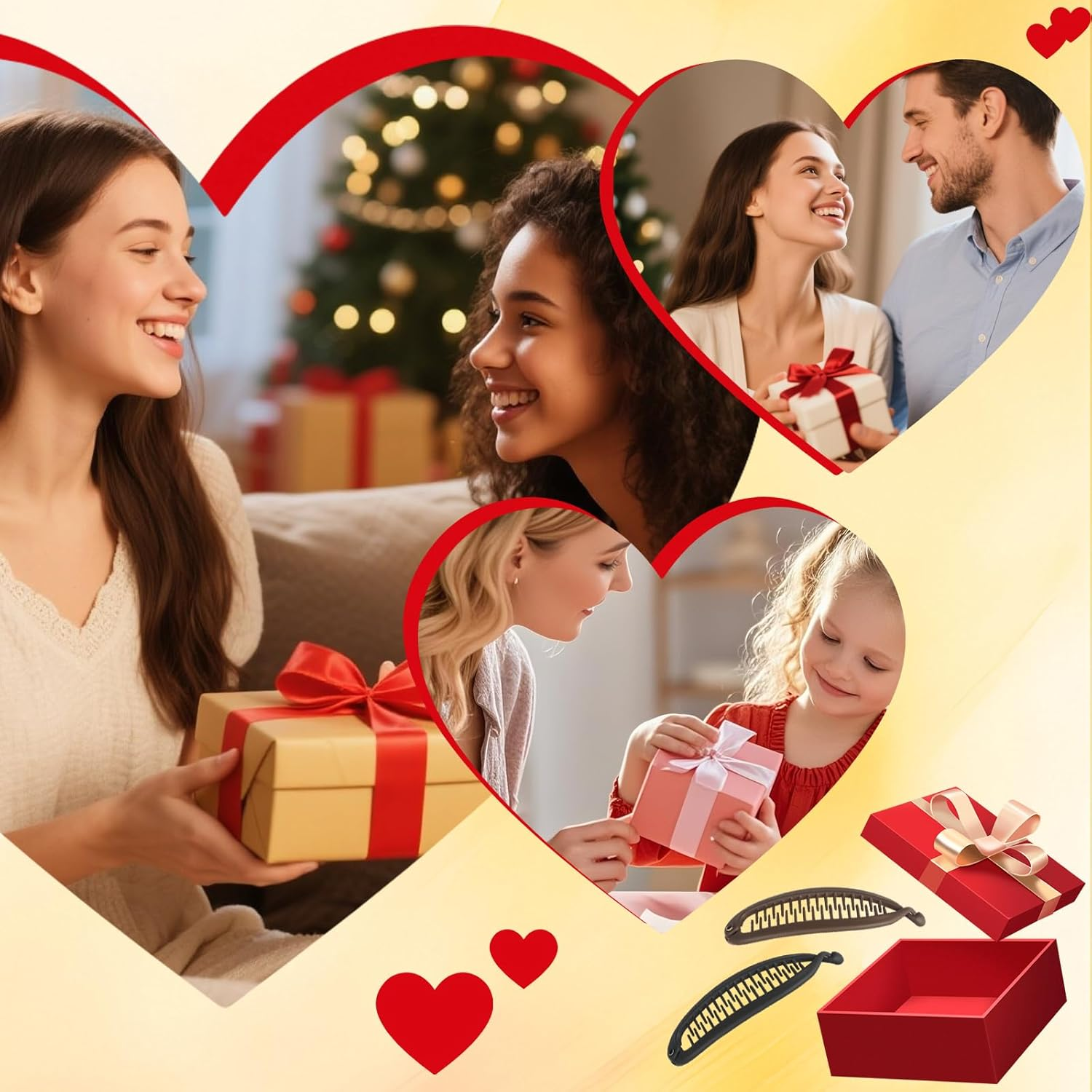 2PCS Banana Clips for Women Thick Thin Hair Large Claw Clips Classic Banana Clip for Hair Curly Hair Styling Curly Lady Ponytail Retro Accessories for Women Girls(Black,Brown) image number 5