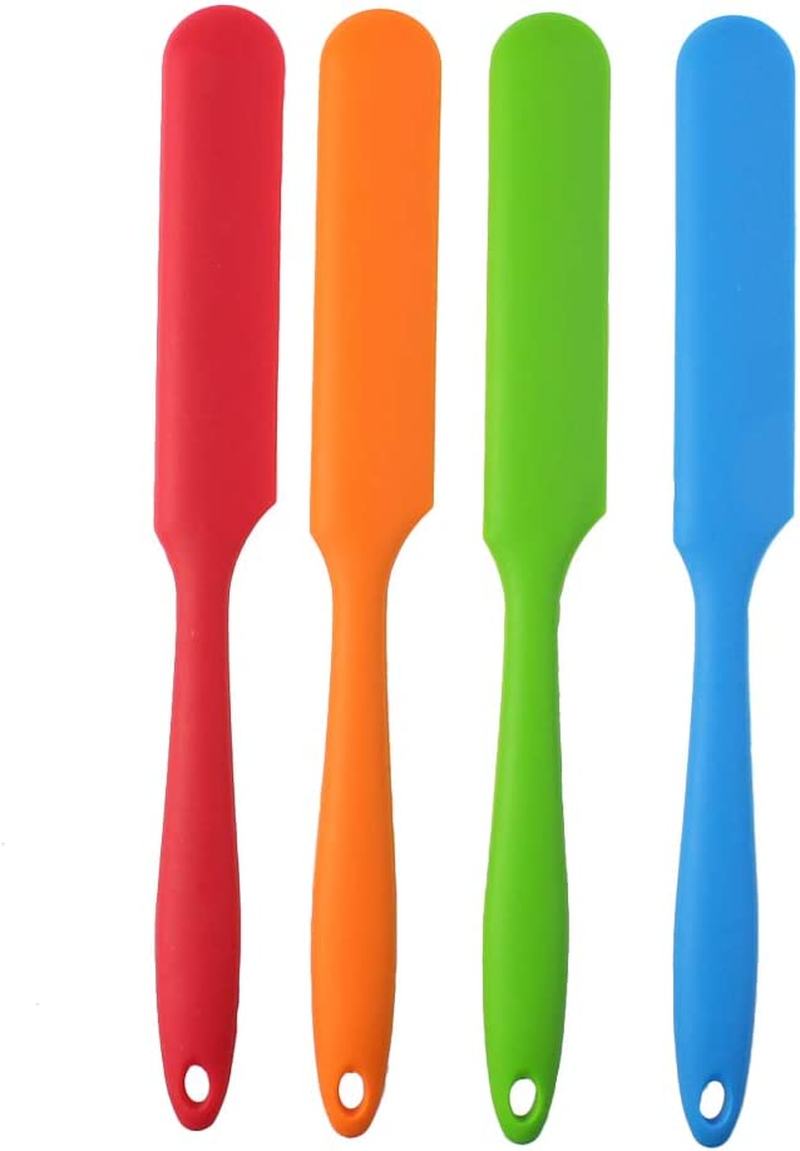 4Pcs Silicone Spatula Set Heat Resistant Cake Cream Butter Spatulas Mixing Batter Scraper Non-Stick Flexible Baking Cooking Tool 4 Colors (Mix Color-3)