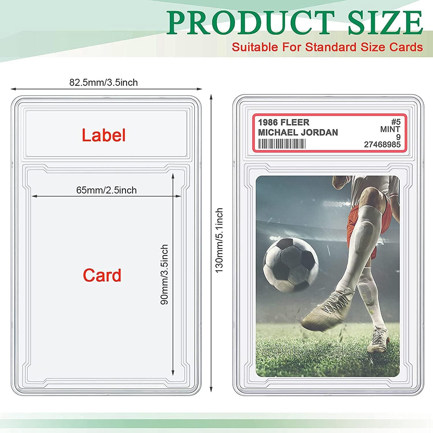 10 Pcs Trading Cards Protector Case Acrylic Clear Graded Card Holders with Label Position Hard Card Sleeves image number 1