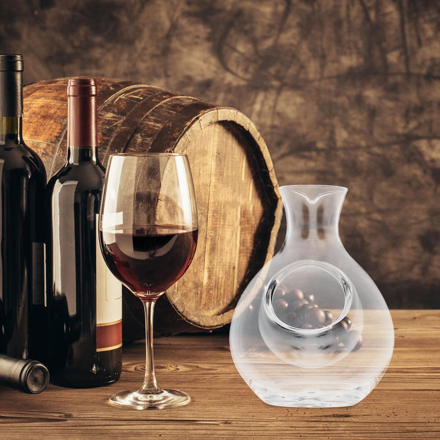 Gatuida Japanese Style 300Ml Crystal Glass Ice Wine Decanter with Slant Spout, Cooling Brandy Container and Glass Liquor Dispenser for Home Dining and Entertaining image number 2