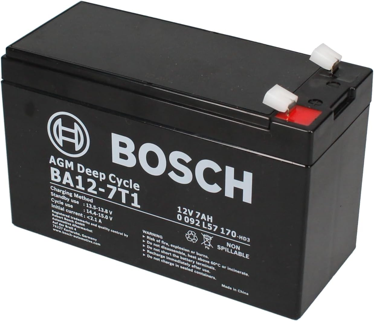 Bosch BA12-7T1 12V 7AH VRLA AGM Rechargeable Standby Battery Black