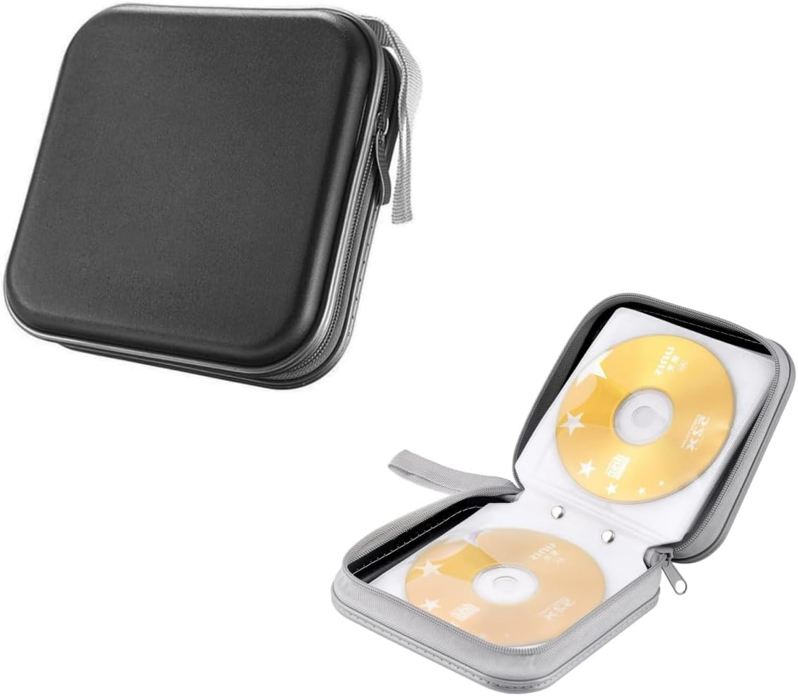 Car CD Organiser | 40-Disc Shockproof Storage Case - Hard Plastic DVD, Portable DVD Hard Plastic Case Holder, Home, Travel, for Car, Carrying Organizer(Black) image number 5