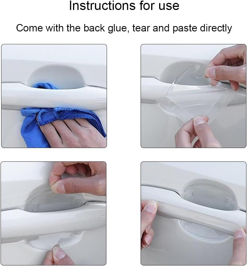 8 Pieces Transparent Door Handle Protection Sticker Set - Invisible Anti-Scratch Car Paint Protector for Door Bowls (Clear) image number 4