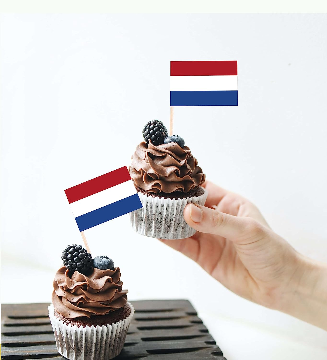 100 PCS Netherlands Flag Cake Topper,Holland Cupcake Stand for Party Decoration Supplies image number 3
